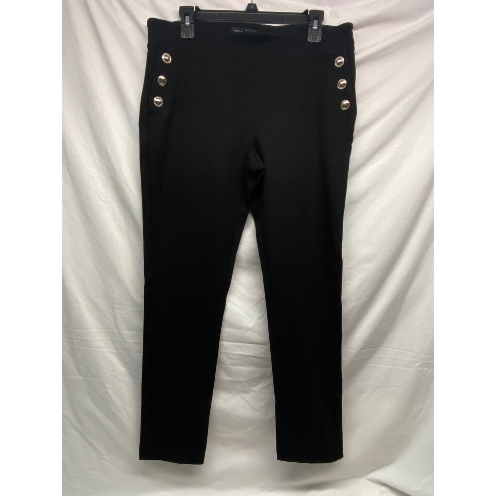 Nautica Black Sailor Button Ponte Knit Skinny Pants Womens Large Stretch